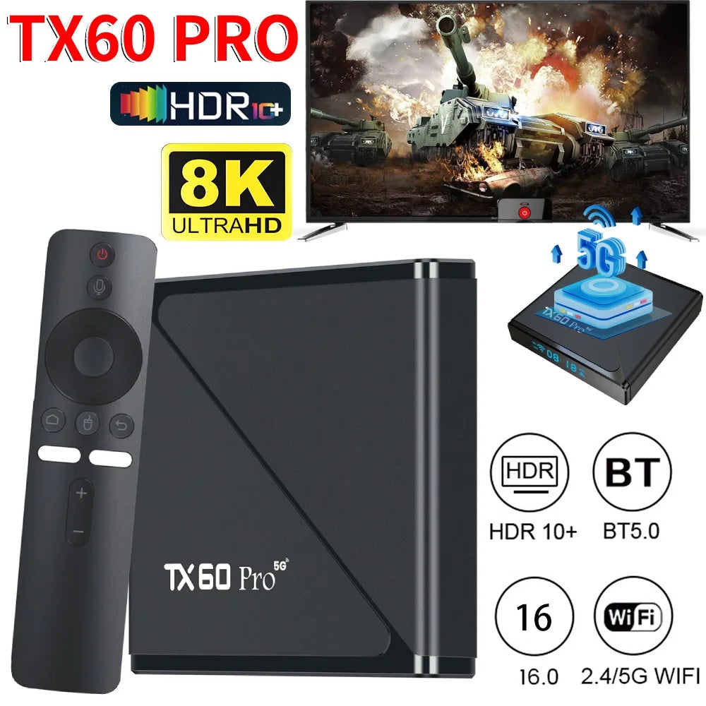 IPTV Streaming TX60 PRO Android 16 Smart TV Box