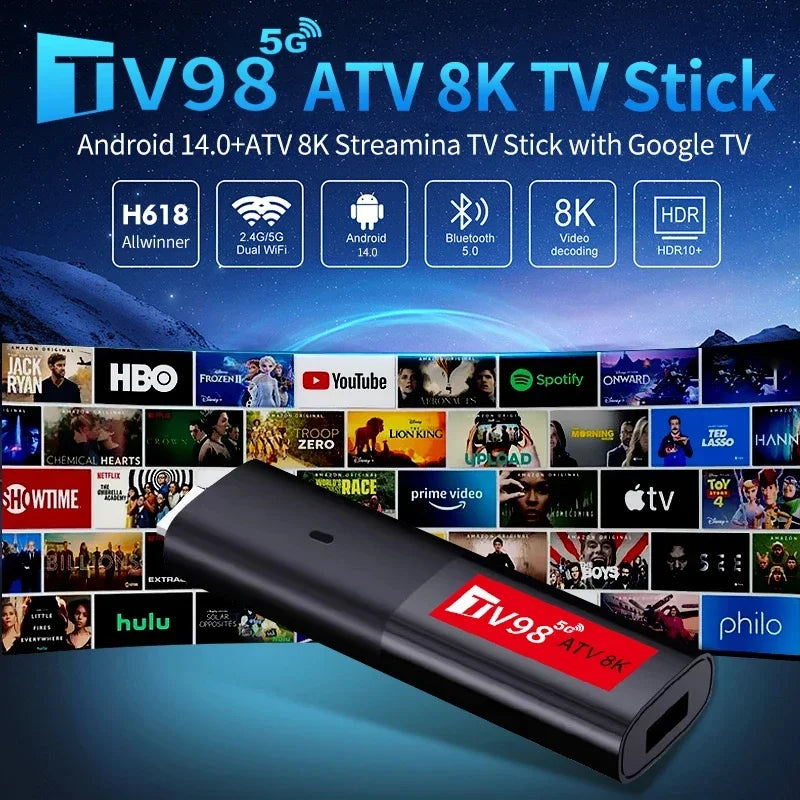 IPTV Streaming TV98 ATV 8K Smart TV Stick
