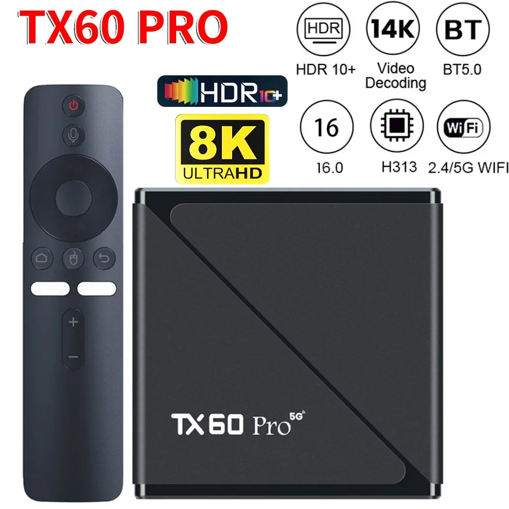 IPTV Streaming TX60 PRO Android 16 Smart TV Box